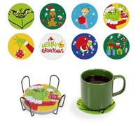 Set di 8 sottobicchieri artistici con supporto per diamante, con diamante, 5D sottobicchieri per tazze, bicchieri da vino, vasi e cucina domestica, sottobicchieri per bevande