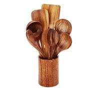 Set di 8 spatole in legno di teak naturale da cucina cucchiaio in legno