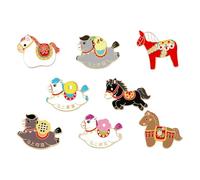 Set di 8 spille alla moda con diversi stili e colori per outfit Versatilitg in zodiaci cinesi a tema cavallo, facili da indossare