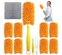 Set di 8 spolverini lavabili per Swiffer Duster, riutilizzabili a 360° in microfibra, con 1 manico e panno per la pulizia, ricambio per il magnete della polvere Swiffer, set per la casa