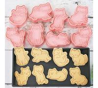 Set di 8 stampi 3D a forma di gatto, per cupcake, pancake, mele, torte, biscotti, frutta e panini, decorazioni per feste a tema gatto