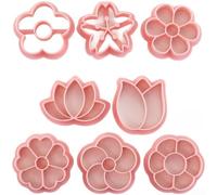 Set di 8 stampi per biscotti a forma di fiore, in plastica PP rosa, per cuocere biscotti al burro e dolcetti ripieni, utensili da cucina facili da pulire