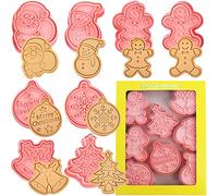 Set di 8 stampini natalizi per biscotti a forma di fondente 3D, in plastica per bambini, per biscotti e biscotti
