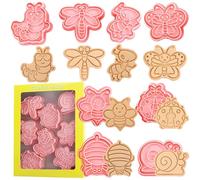 Set di 8 stampini per biscotti 3D a forma di animale e timbri, in plastica | Include forme di maiale, giraffa, panda, pecora e elefante; ideali per biscotti, fondente e dolcetti per feste