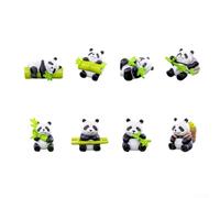 Set di 8 statuette a forma di panda, per giardino fatato, resistenti alle intemperie e in PVC, per decorare la casa e il giardino
