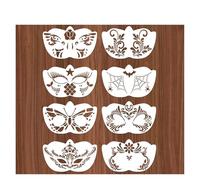 Set di 8 stencil for graffiti con scheletro di viso, modelli di stencil for pittura riutilizzabili for tatuaggi fai da te, arte, trucco di Halloween e spettacoli teatrali(43-1-8pcs)