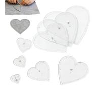 Set di 8 stencil in acrilico a forma di cuore, righello da cucito riutilizzabile, per feste, attività familiari, principianti, donne, artigianato, marcatura del tessuto