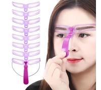 Set di 8 stencil per sopracciglia, strumenti per il trucco, set di stencil per sopracciglia riutilizzabili, kit per modellare le sopracciglia, con manico e cinghia, strumento per il trucco delle