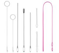 Set di 8 strumenti infila-cordoncino, in acciaio inox, strumento per cucire ad anello lungo, kit da cucito con fermaglio, clip infila corda per giacche, cappotti, pantaloni e felpe con cappuccio