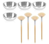 Set di 8 strumenti professionali per il trucco con ciotola di miscelazione in acciaio inossidabile e pennelli in nylon per l'applicazione di applicatori permanenti di trucco