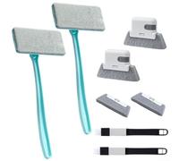 Set di 8 strumenti professionali per la pulizia dei vetri, con spazzole a doppio uso e manico staccabile, per doccia, specchi, porte e auto