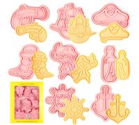 Set di 8 tagliapasta pirata per bambini, stampini per biscotti in plastica dei cartoni animati, pirata, cucina a forma di nave pirata, formine per biscotti fai da te
