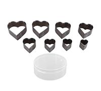 Set di 8 taglierine a forma di cuore, punzone in acciaio al carbonio per pelle con scatola di conservazione per artigianato fai-da-te, stampo da taglio a forma di cuore per tessuto