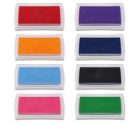Set di 8 tamponi di inchiostro per timbri, multiuso, per progetti creativi e attività creative, colori assortiti con rosso, viola, giallo, blu, nero, rosa, verde