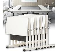 Set di 8 tavoli da conferenza pieghevoli portatili per ufficio e aula 140 x 59,9 x 74,9 cm, design leggero e salvaspazio, per riunioni ed eventi