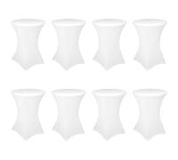Set di 8 tavoli elasticizzati bianchi con diametro di 70-75 cm, rinforzo nella zona dei piedi e lavabile a 40 °C, antiscivolo e non stirabili, per tavoli da bar e tavoli da bistrot (70 x 110 cm