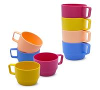 Set di 8 tazze da caffè in plastica riutilizzabili - 300 ml - bicchieri da campeggio con manico infrangibile riutilizzabile - tazze da caffè in plastica per uso alimentare lavabile in lavastoviglie