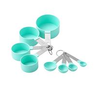 Set di 8 tazze e cucchiai da misurazione Accessori per cucina con manico in acciaio inossidabile ingredienti solidi liquidi Utensili la pasticceria cottura anello conservazione