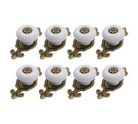 Set di 8 tiranti in lega di zinco per tolette, armadi, mobili da cucina e frontali dei cassetti, stile antico (bianco)