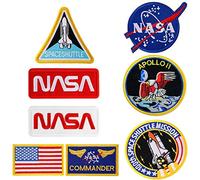 Set di 8 toppe con bandiera americana, logo NASA, 100° Space Shuttle Mission, toppa ricamata per abbigliamento, fai da te, badge personalizzate