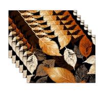 Set di 8 Tovagliette Arte Di Chicago, 45 x 30 cm Tovagliette Rettangolari Foglie Secche Resistenti al Calore Tovaglietta Lavabili per Sala da Pranzo Tavolo da Cucina, Marrone
