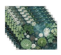 Set di 8 Tovagliette Cerchi E Linee Tovagliette Americane Piante E Fiori Lavabili Antiscivolo Resistenti al Calore Tovagliette Rettangolari Decorazioni per Cucina Vacanze Feste, Verde