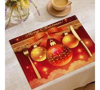 Set Di 8 Tovagliette Fiocco Natalizio Di Lusso Tovagliette Colazione Decorazione Elegante Tovaglietta Lavabile, Oro Rosso Decorazioni Per Tavolo Da Cucina Festa Di Compleanno Matrimoni, 45X30Cm