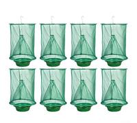 Set di 8 trappole riutilizzabili per mosche da esterno, con vassoio per esche alimentari, design efficace in plastica, da appendere, verde, per patio, fattorie, fienili, frutteti, facile da pulire