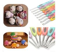 Set di 8 uncinetti con manico in plastica, ferri da maglia da 2,5 mm a 6 mm, uncinetti in alluminio per maglioni a maglia, 8 misure da 2,5 a 6 mm