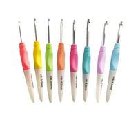 Set di 8 uncinetti ergonomici con manico ergonomico per uncinetto tessitura 2,5 mm-6 mm forniture artigianali e maglieria
