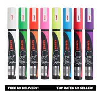 Set Di 8 Uni-Ball Gesso Evidenziatore - Nero Tavola Vetro Penna PWE-5M - 1 X