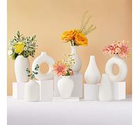 Set di 8 vasi in ceramica per fiori, mini vaso in ceramica bianca per centrotavola, vaso in ceramica bianca rustica per fiori, fiori secchi, decorazione della stanza, festa di nozze