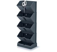 Set di 8 vasi modulari Cascade Wall neri moderni fioriera plastica