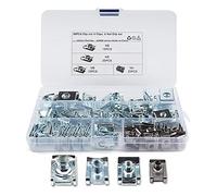 Set di 80 clip filettate per dadi in lamiera, M4 M5 M6 M8, dadi a scatto in acciaio inox, con scatola di immagazzinaggio, dado ad angolo piatto, assortimento di fissaggio per pannelli porta