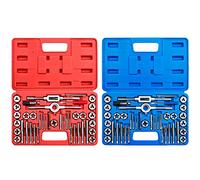 Set di 80 maschi e filiere SAE e metriche di alta qualità, dimensioni da 4 a 1/2" e misure metriche da M3 a M12, con filettatura grossa, fine e tubo, kit essenziale per filettatura con manici e