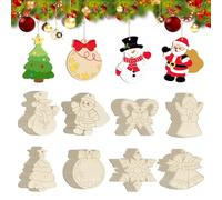 Set di 80 ornamenti natalizi in legno da dipingere, 8 stili fai da te, per bambini e adulti, crea le tue palline con spago, fette di legno non finite per decorazioni dell'albero di Natale (legno A, 8