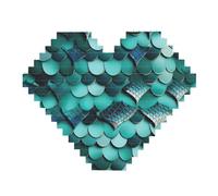 Set di 82 blocchi di costruzione fai da te a forma di cuore con stampa a squame di pesce sirena stampa arte mattoni puzzle 3D decorazione domestica