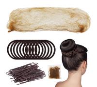 Set di 84 retine per chignon invisibili, colore marrone, 32 retine invisibili per capelli con bordo elastico, 40 forcine per chignon a forma di U e 12 fasce elastiche per capelli per ragazze e donne,
