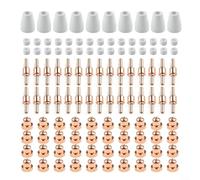 Set di 85 materiali di consumo essenziali per taglierina al plasma PT31, include punte, elettrodi, tazze e anelli
