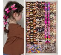 Set di 856 pezzi di accessori per capelli di base per bambine, inclusi elastici per capelli, fiocchi, fermagli per capelli con perle e fiori, forcine, adatti per uso quotidiano e come regalo Geometric
