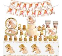 Set di 86 stoviglie per feste di cavallo, per compleanno, per cavalli, decorazioni di compleanno, cavalli, per feste di compleanno, per 20 ospiti