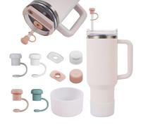 Set di 9 accessori per Stanley Cup con confezione regalo - Contiene 4 tappi in silicone a prova di perdite, 4 copertura per cannuccia, 1 custodia in silicone compatibile con borraccia da 30 oz 40 oz
