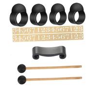 Set di 9 Accessori per Tamburo della Lingua con Plettri | Supporti per Dita, Plastica e Silicone, per Pratica Musicale e Formazione, Nero, con Bacchette e Adesivi Note