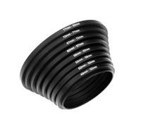 Set di 9 adattatori per filtri, 9 pezzi, compatibili con Canon Nikon Sony Sigma Tamron, obiettivo fotocamera, filtro in metallo, anelli Step Up 37-49-52-55-58-62-67-72-77-82 mm