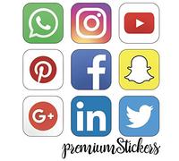 Set di 9 adesivi in vinile con logo Social Media Shop, Cafe, Bar, Ristorante (Small - 5x5cm)