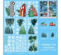 Set di 9 adesivi natalizi per finestre con adesivo elettrostatico per una facile applicazione e rimozione sul vetro di case e locali commerciali (B)