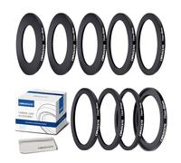 Set di 9 anelli adattatori per filtro da 77 mm, anelli in metallo per tutte le marche UV ND CPL 77-46 mm, 77-49 mm, 77-52 mm, 77-55 mm, 77-58 mm, 77-62 mm, 77-67 mm, 77-72 mm, 77-82 mm + panno per la
