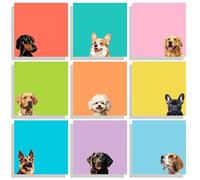 Set di 9 blocchetti di foglietti adesivi carini, 7,6 x 7,6 cm, blocchi per appunti autoadesivi per cani, divertenti articoli di cancelleria per cani, adesivi Kawaii, regali per gli amanti dei cani