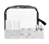 Set di 9 bottiglie da viaggio in vetro, 100% a prova di perdite, design riutilizzabile, bottiglia di vetro da viaggio sigillata da donna, prodotti per la cura della persona. Repackable, toner, lozione