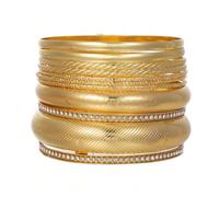 Set di 9 braccialetti a fascia unici, di forma geometrica, lavorati a maglia e traforati Ferro